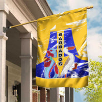 Barbados Coat of Arms Garden Flag with Yellow Blue Pelican Dolphin Graphic - Wonder Print Shop