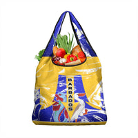 Barbados Coat of Arms Grocery Bag with Yellow Blue Pelican Dolphin Graphic - Wonder Print Shop