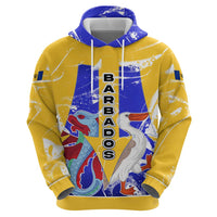 Barbados Coat of Arms Hoodie with Yellow Blue Pelican Dolphin Graphic - Wonder Print Shop