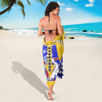 Barbados Coat of Arms Sarong with Yellow Blue Pelican Dolphin Graphic - Wonder Print Shop