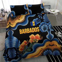 Barbados Floral Wave Bedding Set with Tropical Hibiscus Print Black and Gold - Wonder Print Shop