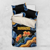 Barbados Floral Wave Bedding Set with Tropical Hibiscus Print Black and Gold - Wonder Print Shop