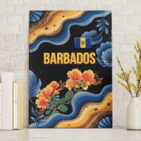 Barbados Floral Wave Canvas Wall Art with Tropical Hibiscus Print Black and Gold - Wonder Print Shop