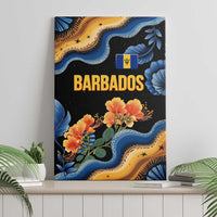 Barbados Floral Wave Canvas Wall Art with Tropical Hibiscus Print Black and Gold - Wonder Print Shop