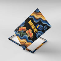 Barbados Floral Wave Canvas Wall Art with Tropical Hibiscus Print Black and Gold - Wonder Print Shop