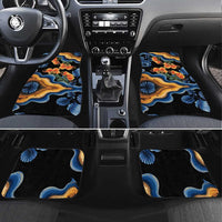 Barbados Floral Wave Car Mats with Tropical Hibiscus Print Black and Gold - Wonder Print Shop