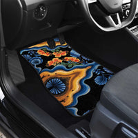 Barbados Floral Wave Car Mats with Tropical Hibiscus Print Black and Gold - Wonder Print Shop
