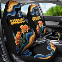 Barbados Floral Wave Car Seat Cover with Tropical Hibiscus Print Black and Gold - Wonder Print Shop