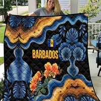 Barbados Floral Wave Quilt with Tropical Hibiscus Print Black and Gold - Wonder Print Shop
