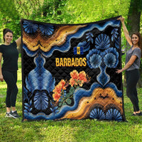 Barbados Floral Wave Quilt with Tropical Hibiscus Print Black and Gold - Wonder Print Shop