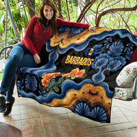 Barbados Floral Wave Quilt with Tropical Hibiscus Print Black and Gold - Wonder Print Shop