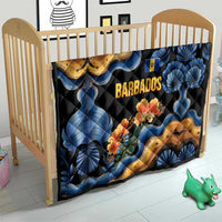 Barbados Floral Wave Quilt with Tropical Hibiscus Print Black and Gold - Wonder Print Shop