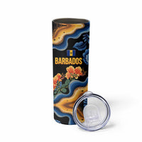 Barbados Floral Wave Skinny Tumbler with Tropical Hibiscus Print Black and Gold - Wonder Print Shop