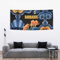 Barbados Floral Wave Tapestry with Tropical Hibiscus Print Black and Gold - Wonder Print Shop