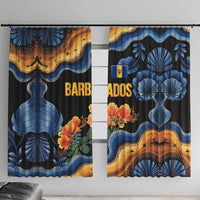 Barbados Floral Wave Window Curtain with Tropical Hibiscus Print Black and Gold - Wonder Print Shop