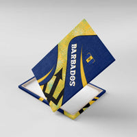 Barbados Flag Canvas Wall Art Blue and Yellow with Trident and Tropical Leaf Pattern - Wonder Print Shop