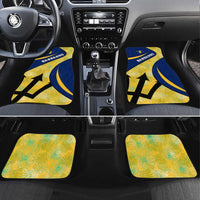 Barbados Flag Car Mats Blue and Yellow with Trident and Tropical Leaf Pattern - Wonder Print Shop