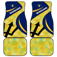 Barbados Flag Car Mats Blue and Yellow with Trident and Tropical Leaf Pattern - Wonder Print Shop