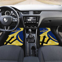 Barbados Flag Car Mats Blue and Yellow with Trident and Tropical Leaf Pattern - Wonder Print Shop