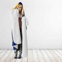 Barbados Flag Hooded Blanket Blue and Yellow with Trident and Tropical Leaf Pattern - Wonder Print Shop