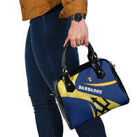 Barbados Flag Shoulder Handbag Blue and Yellow with Trident and Tropical Leaf Pattern - Wonder Print Shop