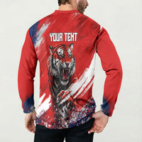 Personalized Taegeuk Warriors Korean Tiger Football Button Sweatshirt South Korean Tiger Soccer Ball Flag