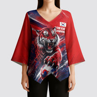 Personalized Taegeuk Warriors Korean Tiger Football Kimono Sleeve Blouse South Korean Tiger Soccer Ball Flag