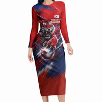 Personalized Taegeuk Warriors Korean Tiger Football Long Sleeve Bodycon Dress South Korean Tiger Soccer Ball Flag