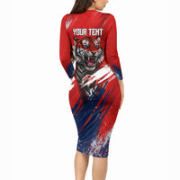 Personalized Taegeuk Warriors Korean Tiger Football Long Sleeve Bodycon Dress South Korean Tiger Soccer Ball Flag