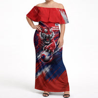 Personalized Taegeuk Warriors Korean Tiger Football Off Shoulder Maxi Dress South Korean Tiger Soccer Ball Flag