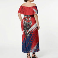 Personalized Taegeuk Warriors Korean Tiger Football Off Shoulder Maxi Dress South Korean Tiger Soccer Ball Flag