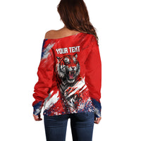 Personalized Taegeuk Warriors Korean Tiger Football Off Shoulder Sweater South Korean Tiger Soccer Ball Flag