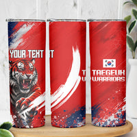 Personalized Taegeuk Warriors Korean Tiger Football Skinny Tumbler South Korean Tiger Soccer Ball Flag
