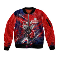 Personalized Taegeuk Warriors Korean Tiger Football Sleeve Zip Bomber Jacket South Korean Tiger Soccer Ball Flag