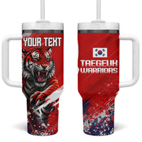 Personalized Taegeuk Warriors Korean Tiger Football Tumbler With Handle South Korean Tiger Soccer Ball Flag