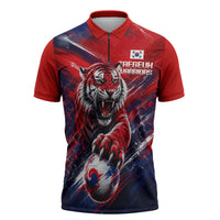 Personalized Taegeuk Warriors Korean Tiger Football Zipper Polo Shirt South Korean Tiger Soccer Ball Flag