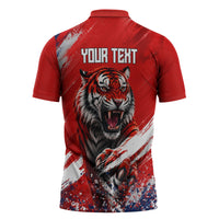 Personalized Taegeuk Warriors Korean Tiger Football Zipper Polo Shirt South Korean Tiger Soccer Ball Flag