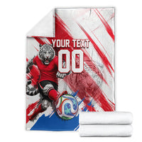 Personalized South Korea White Tiger Soccer Blanket Fierce Football Mascot Korean Flag