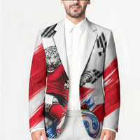 Personalized South Korea White Tiger Soccer Blazer Fierce Football Mascot Korean Flag