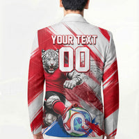 Personalized South Korea White Tiger Soccer Blazer Fierce Football Mascot Korean Flag