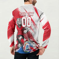 Personalized South Korea White Tiger Soccer Button Sweatshirt Fierce Football Mascot Korean Flag