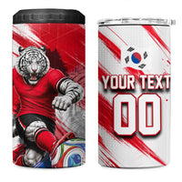 Personalized South Korea White Tiger Soccer 4 in 1 Can Cooler Tumbler Fierce Football Mascot Korean Flag
