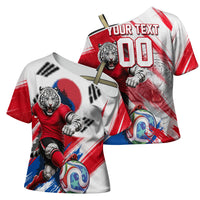 Personalized South Korea White Tiger Soccer Cross Shoulder Shirt Fierce Football Mascot Korean Flag