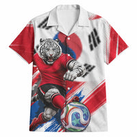 Personalized South Korea White Tiger Soccer Hawaiian Shirt Fierce Football Mascot Korean Flag
