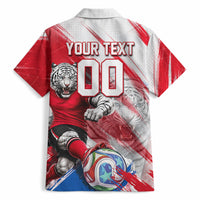 Personalized South Korea White Tiger Soccer Hawaiian Shirt Fierce Football Mascot Korean Flag