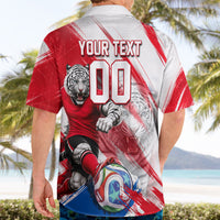 Personalized South Korea White Tiger Soccer Hawaiian Shirt Fierce Football Mascot Korean Flag