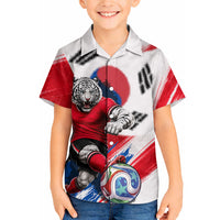 Personalized South Korea White Tiger Soccer Hawaiian Shirt Fierce Football Mascot Korean Flag