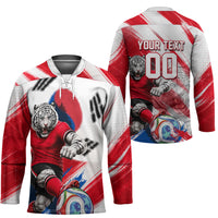 Personalized South Korea White Tiger Soccer Hockey Jersey Fierce Football Mascot Korean Flag