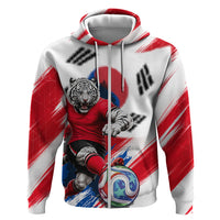 Personalized South Korea White Tiger Soccer Hoodie Fierce Football Mascot Korean Flag