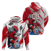 Personalized South Korea White Tiger Soccer Hoodie Fierce Football Mascot Korean Flag